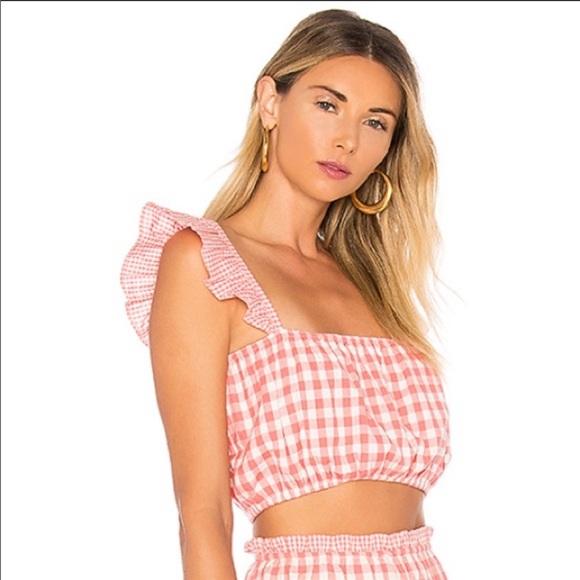 Lovers+Friends Brenda Crop Top Pink Gingham XS - Picture 1 of 6